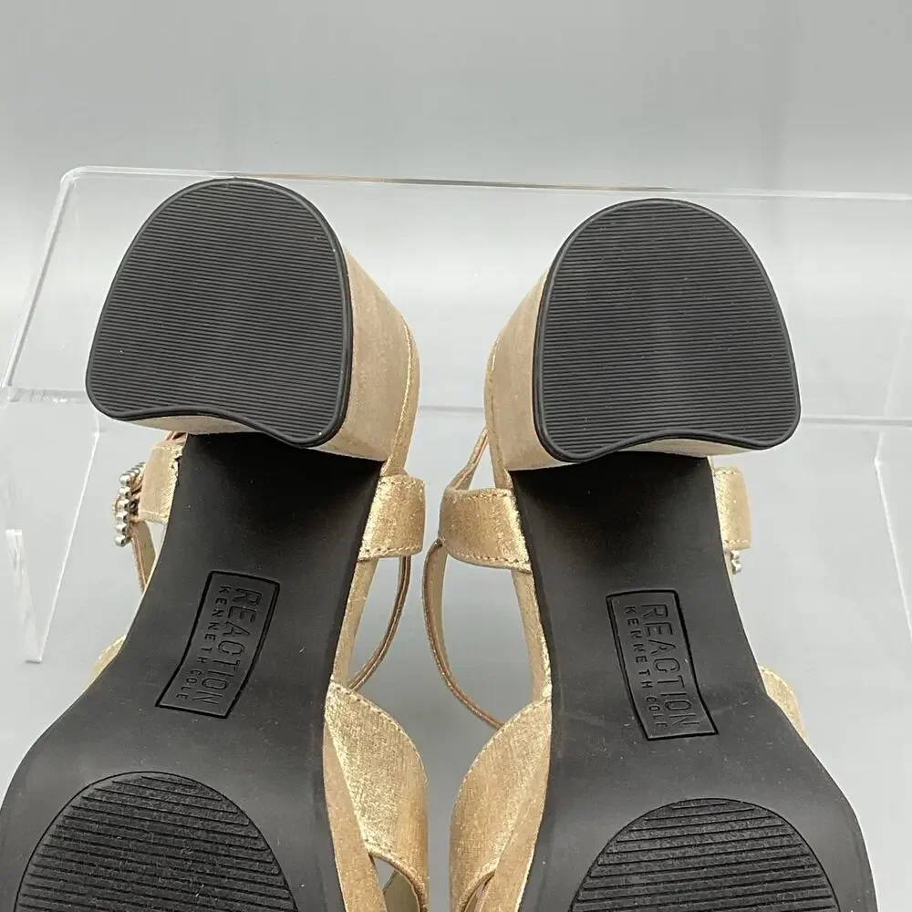 NEW Reaction Kenneth Cole Women’s Reeva Platform Sandals Gold Size 7M - Picture 9 of 10
